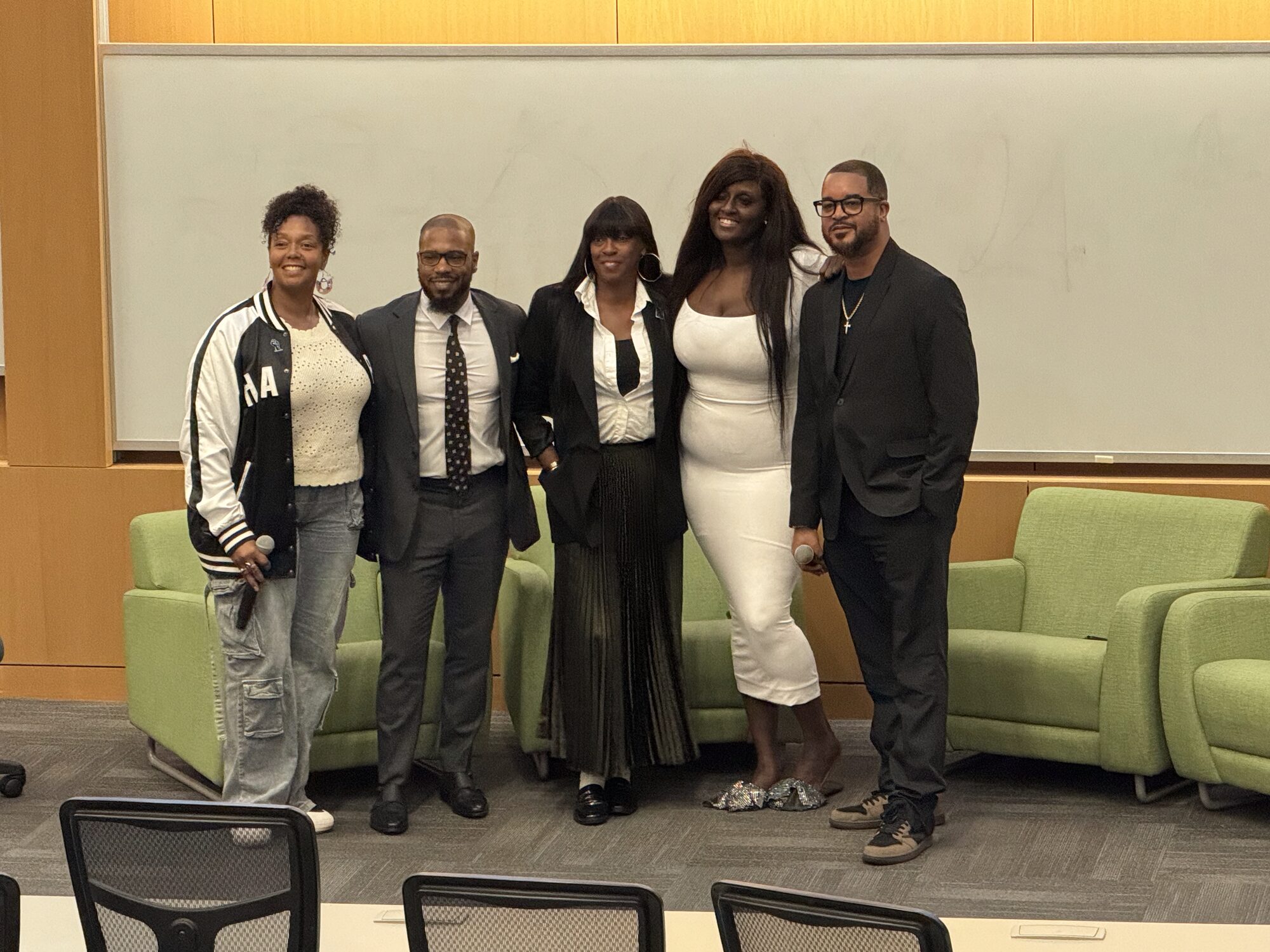 A group photo after an event on a college campus